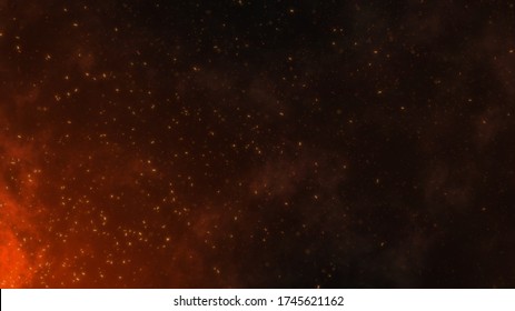 Red Fire Smoke With Small Particle Embers Background - 3D Illustration Fire Particle Background Concept