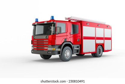 Red Firetruck Isolated On A White Background