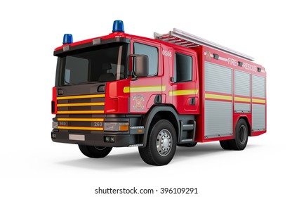 Red Firetruck Isolated On A White Background