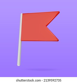 Red Flag 3D Illustration. Warning Sign. 3D Rendering.