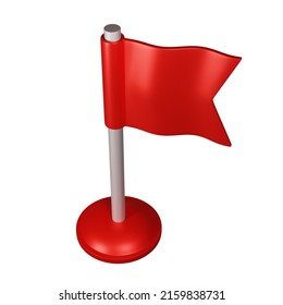 Red Flag Breakthrough Icon, Geolocation Pointer Or Location Sign For Navigation 3d Rendered Illustration. Gps Symbol For Online Maps Or Applications 3d Isometric