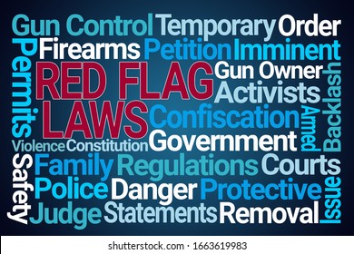 Red Flag Laws Word Cloud On Blue Background