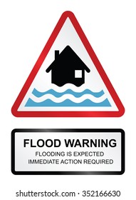 Red Severe Flood Warning Sign Isolated Stock Vector (Royalty Free ...