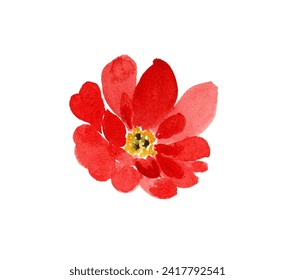 Red flower watercolor illustration. Floral decorative element. Hand drawn. - Powered by Shutterstock