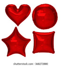 Red Foil Balloon Set With Clipping Path
