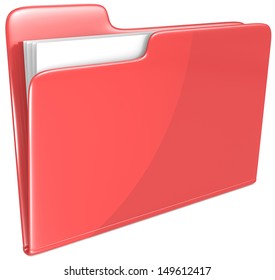 Red Folder. Open Folder With Papers. Red.