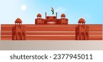 Red Fort in New Dehli, India.  vector illustration. World Heritage 