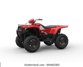 Red Four- Wheeler - On White Background - 3D Render