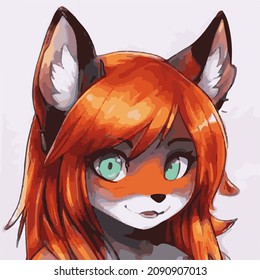 red fox manga furry character illustration