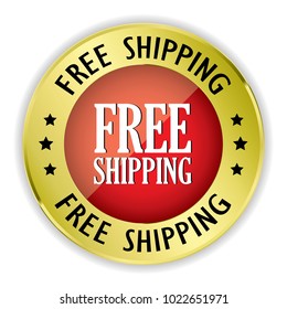 Red Free Shipping Badge Gold Border Stock Illustration 1022651971