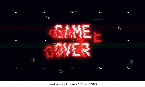 Red Game Over Glitch On Black Background