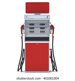   Red Gas Pump On White Background. 3d Render. Isolated