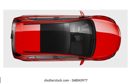 Red Generic Car - Top View