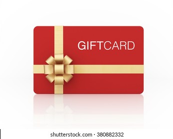 Red Gift Tag On White Background With Gold Ribbon Written 