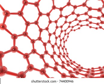 red glass nanotube structure on white background