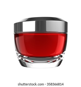 Red Glass Skin Cream Jar