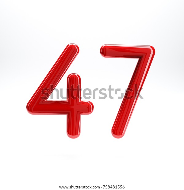 Red Glossy Number Forty Seven 47 Stock Illustration