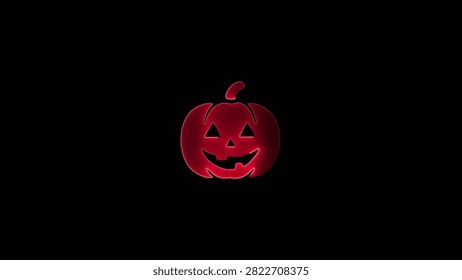 A red glowing jackolantern with fierce triangular eyes and a toothy grin on a black background Clear details and vibrant colors enhance visual appeal.