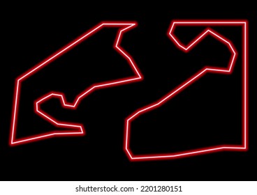 Red Glowing Neon Map Of Guantanamo Bay USNB US Naval Base Guantanamo Bay On Black Background.