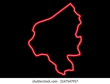 Red Glowing Neon Map Of Copán Honduras On Black Background.