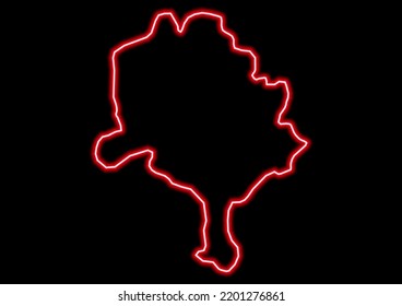 Red Glowing Neon Map Of Kano Nigeria On Black Background.