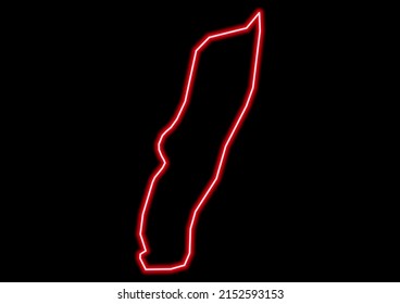 Red Glowing Neon Map Of Macquarie Island Australia On Black Background.