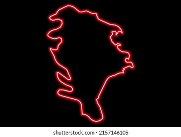 Red glowing neon map of Siracusa Italy on black background.