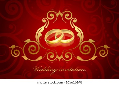 Red Gold Wedding Invitation Stock Illustration 165616148 | Shutterstock