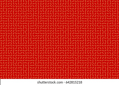 Red and golden seamless pattern. Geometric repeating raster ornament with golden elements. Seamless abstract modern pattern on a red backdrop.