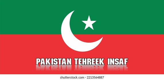 Red And Green Flag Of Pakistani Political Party Tehreek Insaf PTI Flag. 