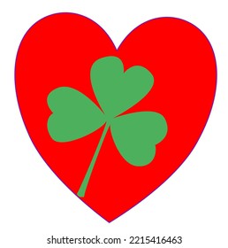 Red Green Lucky Heart Clover 