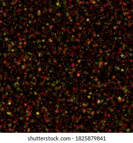 Red Green Seamless Stars On Dark Background. Kids Birthday, Christmas Or Greeting Card Design	