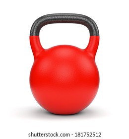 Red Gym Weight Kettle Bell Isolated On White Background