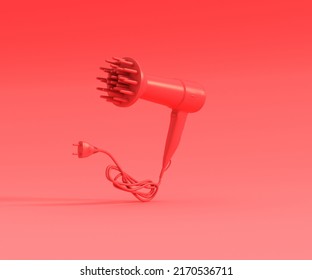 Red Hair Dryer, 3D Rendering.