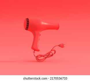 Red Hair Dryer, 3D Rendering.