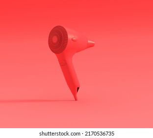 Red Hair Dryer, 3D Rendering.