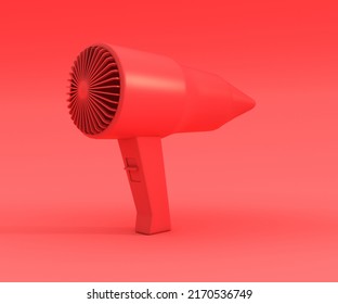 Red Hair Dryer, 3D Rendering.