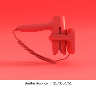 Red Hair Dryer, 3D Rendering.