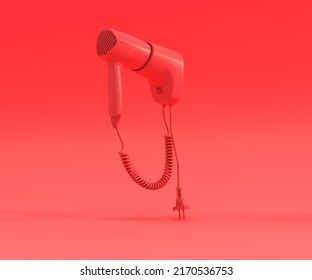 Red Hair Dryer, 3D Rendering.