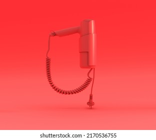 Red Hair Dryer, 3D Rendering.