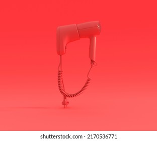 Red Hair Dryer, 3D Rendering.