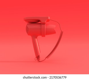 Red Hair Dryer, 3D Rendering.