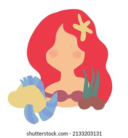 Red hair mermaid illustration clipart