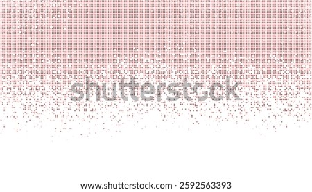 red halftone gradient pattern transitioning from densely packed dots at the top to a sparse, scattered arrangement towards the bottom.
