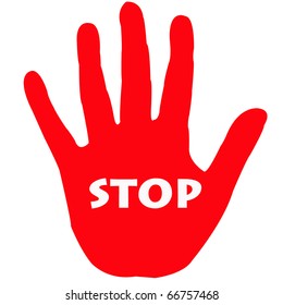 Red Hand Illustration Stop Sign Stock Illustration 66757468 | Shutterstock