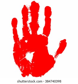 Bloody Hand Print Isolated On White Stock Photo (Edit Now) 127565375