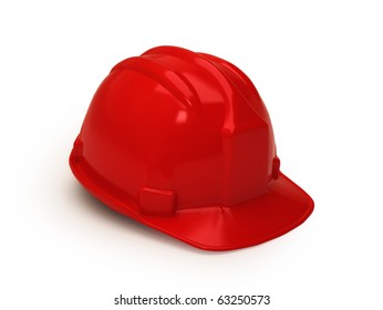 Red Hard Hat Isolated On White