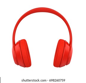 Red Headphones Isolated. 3D Rendering