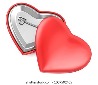 Red Heart Badge Pin Brooch Mock-up. 3d Render