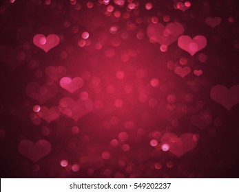 Red Heart Bokeh Background. Valentines Day Texture.